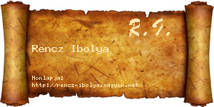 Rencz Ibolya névjegykártya